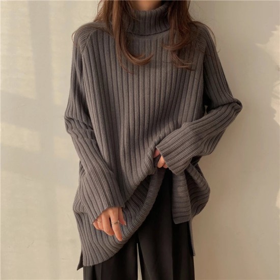 Turtleneck Women Colors Pullover Casual Loose Knit Long Sweaters Turtleneck Women Colors Pullover Casual Loose Knit Long Sweaters
