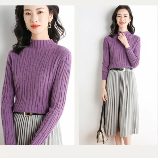 Women Sweater Turtleneck Long Sleeve Pullover Casual Vintage Basic Women Sweater Turtleneck Long Sleeve Pullover Casual Vintage Basic