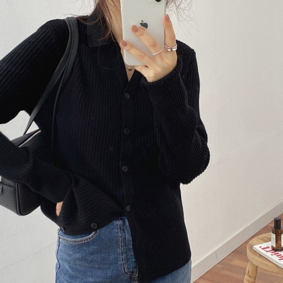 Casual Sweater V Neck Button Up Cardigan Loose Vintage Knitted Casual Sweater V Neck Button Up Cardigan Loose Vintage Knitted