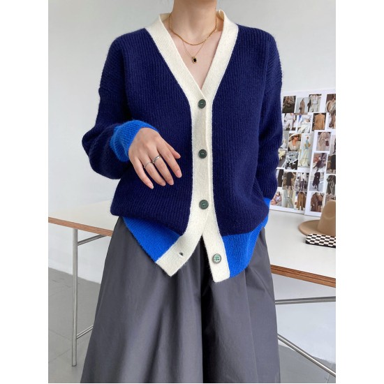 Vintage Cardigan V Neck Single-breasted Korean Chic Knitted Sweater Vintage Cardigan V Neck Single-breasted Korean Chic Knitted Sweater