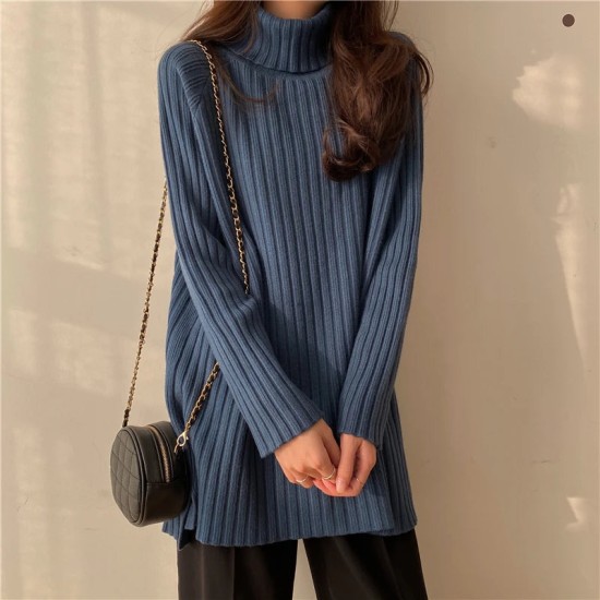 Turtleneck Women Colors Pullover Casual Loose Knit Long Sweaters Turtleneck Women Colors Pullover Casual Loose Knit Long Sweaters