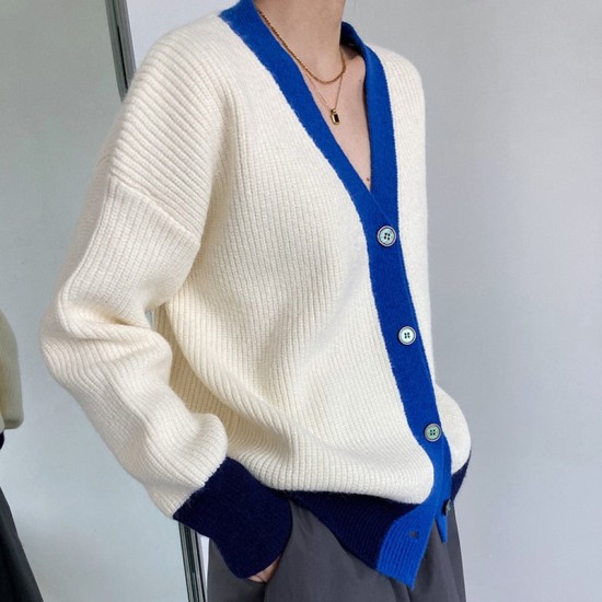 Vintage Cardigan V Neck Single-breasted Korean Chic Knitted Sweater Vintage Cardigan V Neck Single-breasted Korean Chic Knitted Sweater