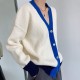 Vintage Cardigan V Neck Single-breasted Korean Chic Knitted Sweater Vintage Cardigan V Neck Single-breasted Korean Chic Knitted Sweater