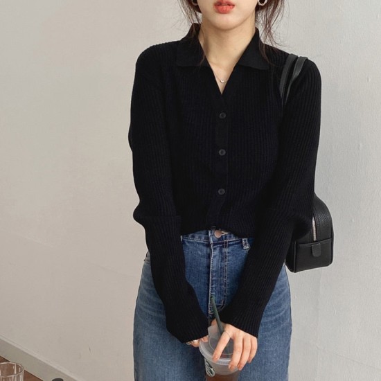 Casual Sweater V Neck Button Up Cardigan Loose Vintage Knitted Casual Sweater V Neck Button Up Cardigan Loose Vintage Knitted