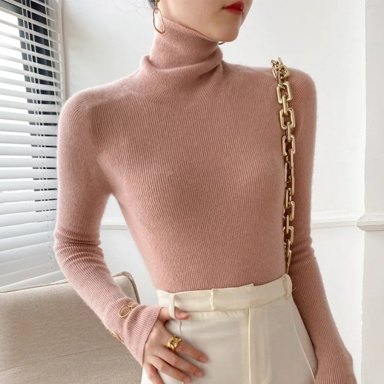 Women Sweater Turtleneck Warm Knitwear Casual Solid Fashion Women Sweater Turtleneck Warm Knitwear Casual Solid Fashion