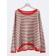 Long Sleeve Oversized Striped Tops Basic Loose Sweaters Long Sleeve Oversized Striped Tops Basic Loose Sweaters