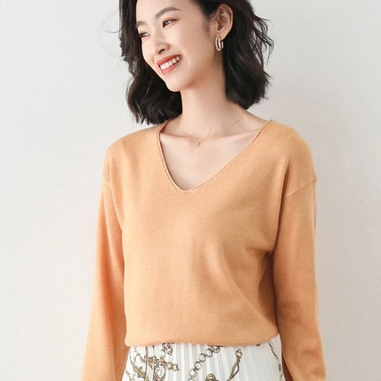 Women Sweater Long Sleeve Loose Jumpers N-neck Shirt Casua Women Sweater Long Sleeve Loose Jumpers N-neck Shirt Casua