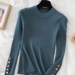 pullovers casual autumn button o-neck chic sweater