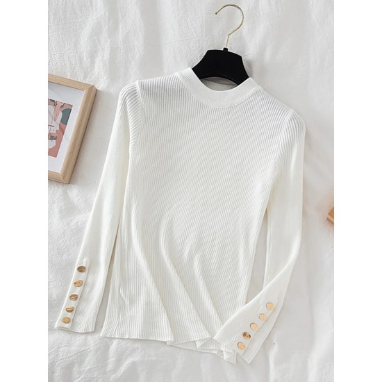 pullovers casual autumn button o-neck chic sweater pullovers casual autumn button o-neck chic sweater
