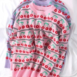 Women's Sweater Graphic Pullover O Neck Oversized Knit Tops Vintage