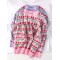 Women's Sweater Graphic Pullover O Neck Oversized Knit Tops Vintage