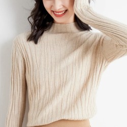 Women Sweater Turtleneck Long Sleeve Pullover Casual Vintage Basic