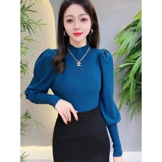 Sweater Turtleneck Slim Fit Basic Pullovers Fashion Knit Puff Sleeve Sweater Turtleneck Slim Fit Basic Pullovers Fashion Knit Puff Sleeve