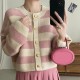 Striped Knitted Button Up Loose Cardigan Sweaters Striped Knitted Button Up Loose Cardigan Sweaters