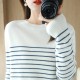 Cotton Knitted Sweater Striped Color Long Sleeve Cotton Knitted Sweater Striped Color Long Sleeve