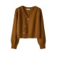 Skew Button Cardigan V-neck Sweater Women Knitted Long Sleeve Tops Skew Button Cardigan V-neck Sweater Women Knitted Long Sleeve Tops