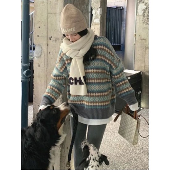 Winter Knitwear Pullover Sweaters Vintage Long Loose Winter Knitwear Pullover Sweaters Vintage Long Loose