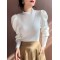 Sweater Turtleneck Slim Fit Basic Pullovers Fashion Knit Puff Sleeve