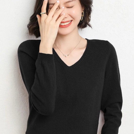 Sweater Women's Pullover V-neck Long Sleeve Sweater Women's Pullover V-neck Long Sleeve
