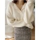 V-neck Sweater Long-sleeved Knitted Pullovers Ribbed Oversize V-neck Sweater Long-sleeved Knitted Pullovers Ribbed Oversize