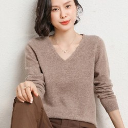 Sweater Women's  Pullover V-neck Long Sleeve