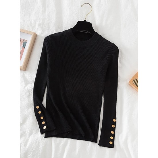 pullovers casual autumn button o-neck chic sweater pullovers casual autumn button o-neck chic sweater