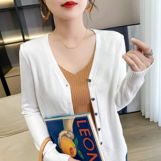Cardigans Loose Solid Single Breasted V-neck Sweaters Fashion Cardigans Loose Solid Single Breasted V-neck Sweaters Fashion
