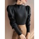 Sweater Turtleneck Slim Fit Basic Pullovers Fashion Knit Puff Sleeve Sweater Turtleneck Slim Fit Basic Pullovers Fashion Knit Puff Sleeve