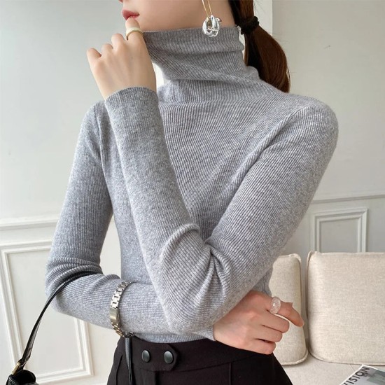 Women Collar Turtleneck Sweaters Slim Pullover Women Basic Tops Women Collar Turtleneck Sweaters Slim Pullover Women Basic Tops
