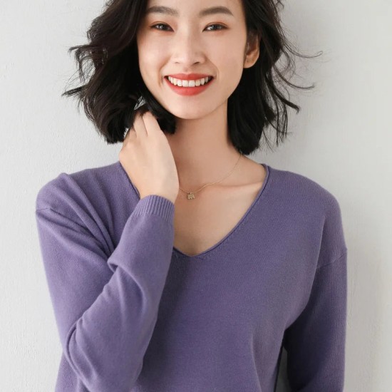 Women Sweater Long Sleeve Loose Jumpers N-neck Shirt Casua Women Sweater Long Sleeve Loose Jumpers N-neck Shirt Casua