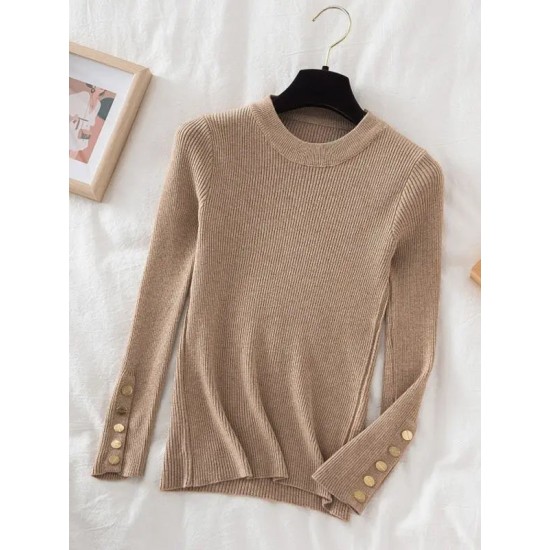 pullovers casual autumn button o-neck chic sweater pullovers casual autumn button o-neck chic sweater
