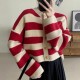 Striped Knitted Button Up Loose Cardigan Sweaters Striped Knitted Button Up Loose Cardigan Sweaters