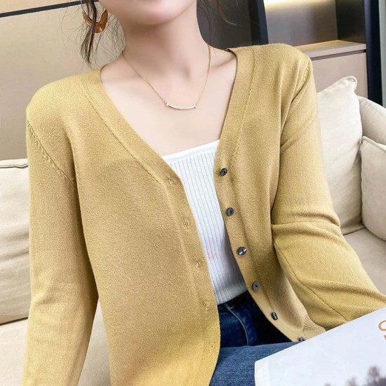 Cardigans Loose Solid Single Breasted V-neck Sweaters Fashion Cardigans Loose Solid Single Breasted V-neck Sweaters Fashion