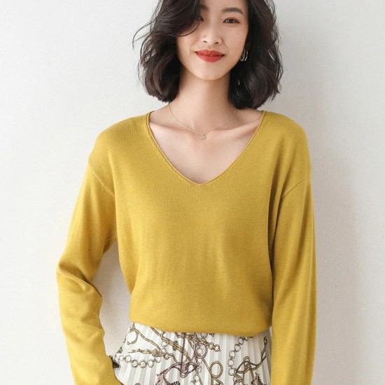 Women Sweater Long Sleeve Loose Jumpers N-neck Shirt Casua Women Sweater Long Sleeve Loose Jumpers N-neck Shirt Casua