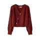 Skew Button Cardigan V-neck Sweater Women Knitted Long Sleeve Tops Skew Button Cardigan V-neck Sweater Women Knitted Long Sleeve Tops