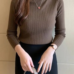 Sweater Slim Jumpers Knitted Solid Pullover Elegant Sweater