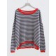 Long Sleeve Oversized Striped Tops Basic Loose Sweaters Long Sleeve Oversized Striped Tops Basic Loose Sweaters