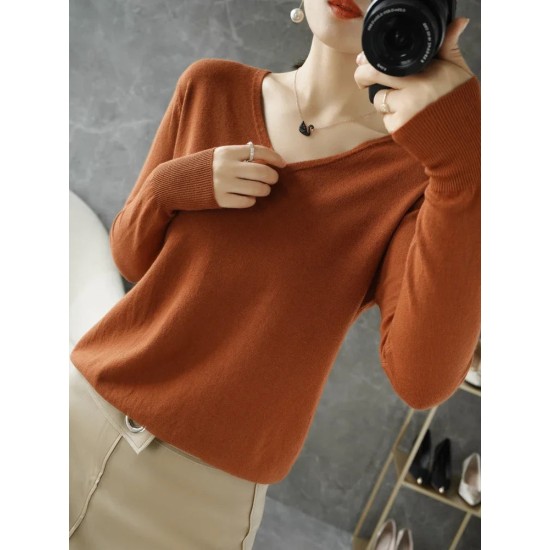 V-neck Knitted Pullovers Loose Bottoming Shirt Fashion Jumper Sweater V-neck Knitted Pullovers Loose Bottoming Shirt Fashion Jumper Sweater