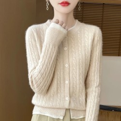 cashmere sweater women's o neck cardigan warm bottom knit shirt top