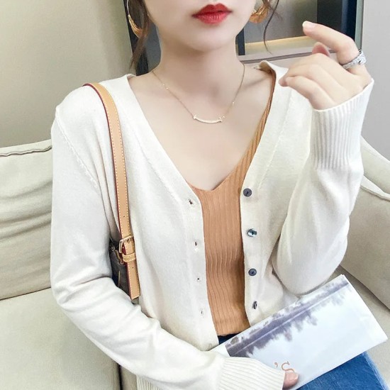 Cardigans Loose Solid Single Breasted V-neck Sweaters Fashion Cardigans Loose Solid Single Breasted V-neck Sweaters Fashion