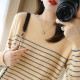 Cotton Knitted Sweater Striped Color Long Sleeve Cotton Knitted Sweater Striped Color Long Sleeve