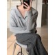 V-neck Sweater Long-sleeved Knitted Pullovers Ribbed Oversize V-neck Sweater Long-sleeved Knitted Pullovers Ribbed Oversize