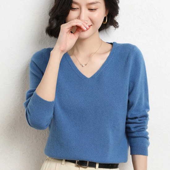 Sweater Women's Pullover V-neck Long Sleeve Sweater Women's Pullover V-neck Long Sleeve