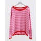 Long Sleeve Oversized Striped Tops Basic Loose Sweaters Long Sleeve Oversized Striped Tops Basic Loose Sweaters