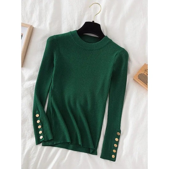 pullovers casual autumn button o-neck chic sweater pullovers casual autumn button o-neck chic sweater