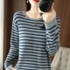 Sweater Curled O-neck Strip Pullover Casual Knit Clothing Fashion Sweater Curled O-neck Strip Pullover Casual Knit Clothing Fashion