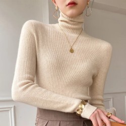 Women Collar Turtleneck Sweaters Slim Pullover Women Basic Tops