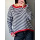 Long Sleeve Oversized Striped Tops Basic Loose Sweaters Long Sleeve Oversized Striped Tops Basic Loose Sweaters