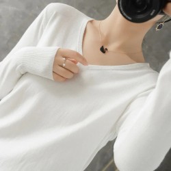 V-neck Knitted Pullovers Loose Bottoming Shirt Fashion Jumper Sweater