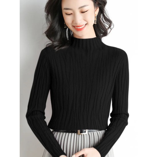 Women Sweater Turtleneck Long Sleeve Pullover Casual Vintage Basic Women Sweater Turtleneck Long Sleeve Pullover Casual Vintage Basic